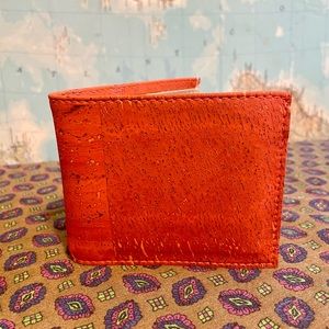 Orange Cork Bifold Wallet New Without Tags